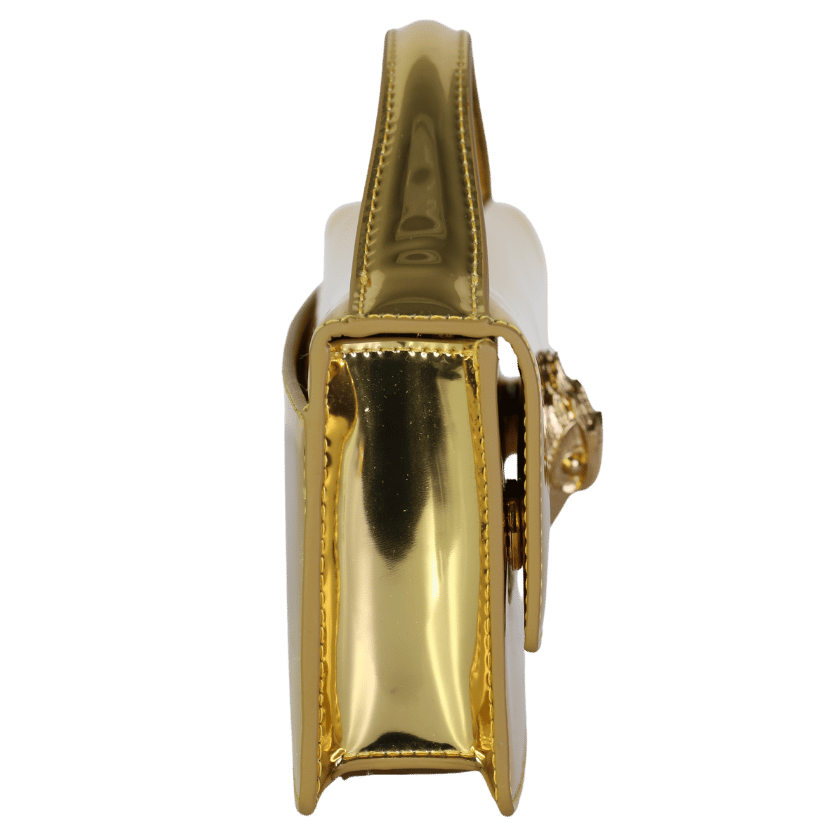 Kurt Geiger Metallic Gold Small Bond Top Handle Bag With Chain Strap