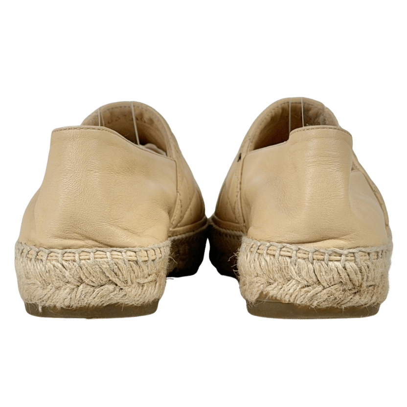 CHANEL Beige Leather Cc Quilted Espadrilles Flats UK 5 EU 38