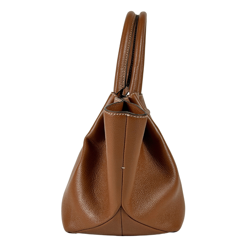 DEMELLIER LONDON Tan Brown Grain Leather Midi New York Handbag