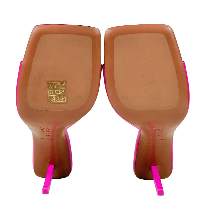 AMINA MUADDI 100% Lambskin Leather 95 Mule Sandals In Lotus Pink UK 4 EU 37 👠