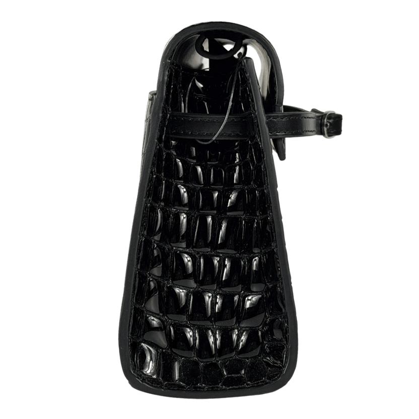 VERAFIED Black Croc Leather Clutch Bag