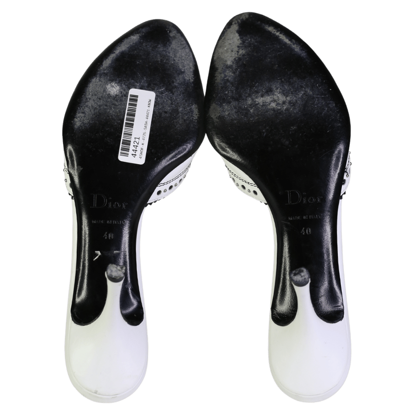 DIOR White Vintage Dior Monochrome Bow Mules UK 7 EU 40 👠