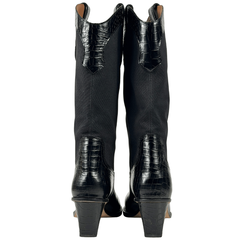 PARIS TEXAS Black 60mm Rosario Croc Embossed Boots UK 8 EU 41