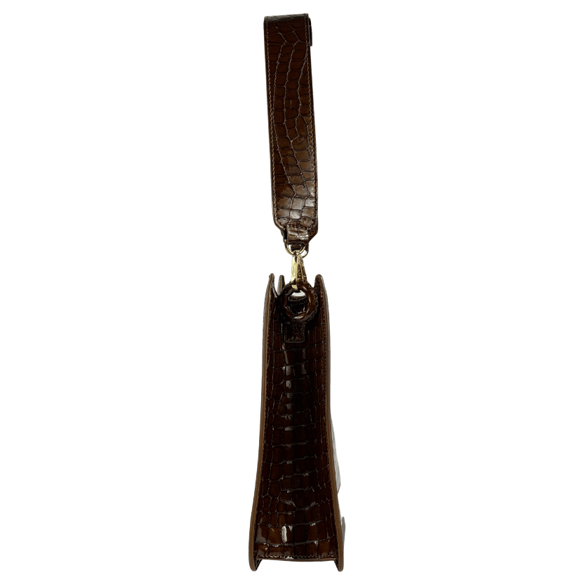 Elleme Brown Baguette Croc Effect Shoulder Bag