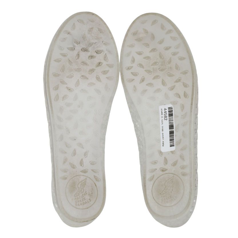 Ancient Greek Sandals White Iro Mesh-textured Pvc Flats UK 5 EU 38 👠