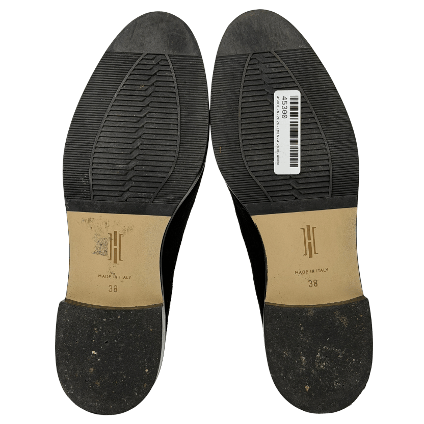 HOBBS Black Patent Leather And Calf Hair Loafers UK 5 EU 38 👠