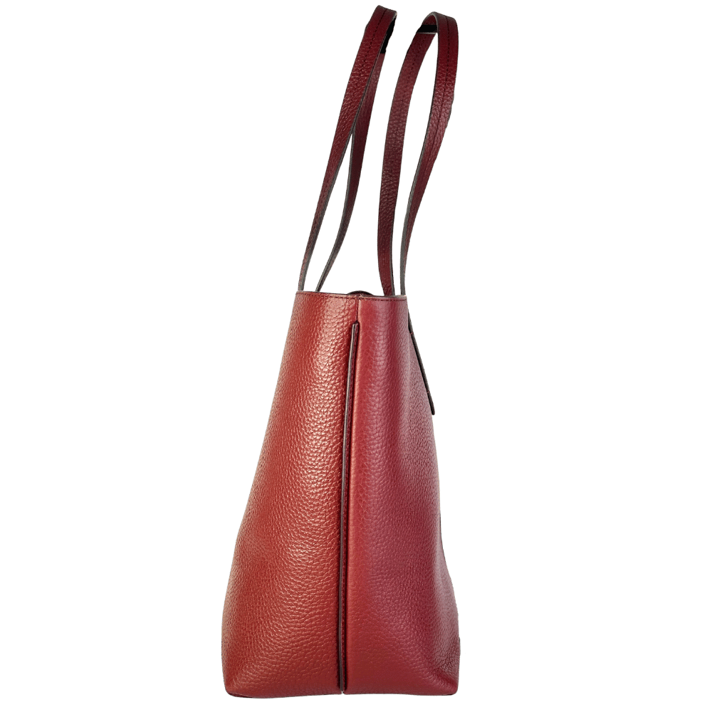 Aspinal Of London Red Burgundy Pebbled Leather Large Tote Bag One Size