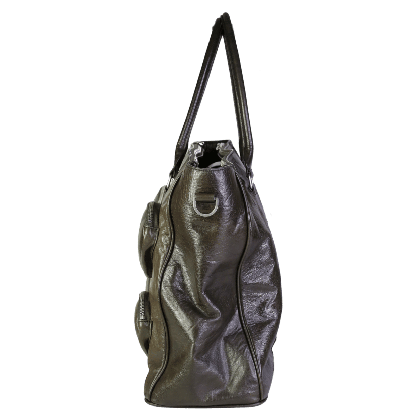 BIMBA Y PALOMO Dark Green Leather Multi Pocket Deail X-large Tote Bag