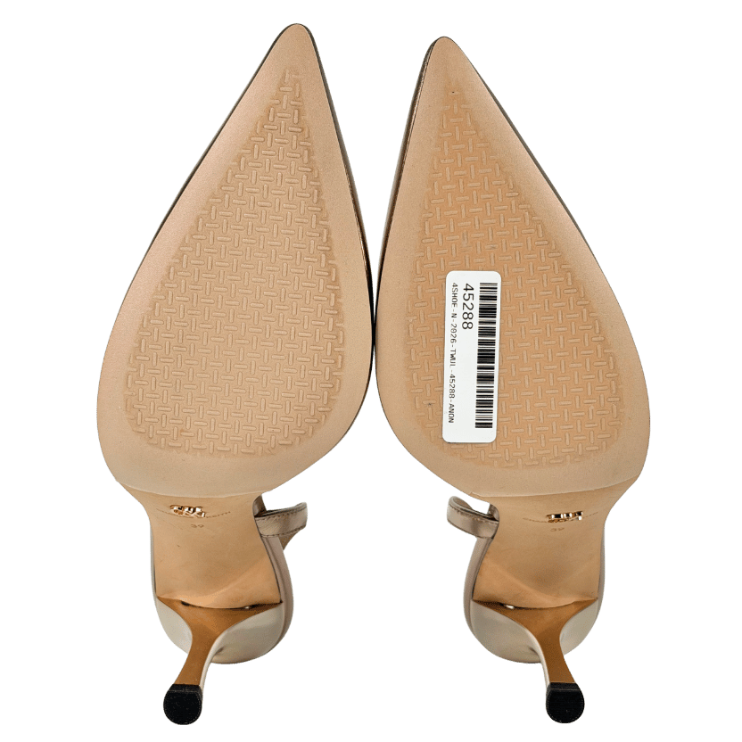 CHARLES & KEITH Metallic Rose Gold High Heel Slingback Heels With Diamante Buckle Detail UK 6 EU 39 👠