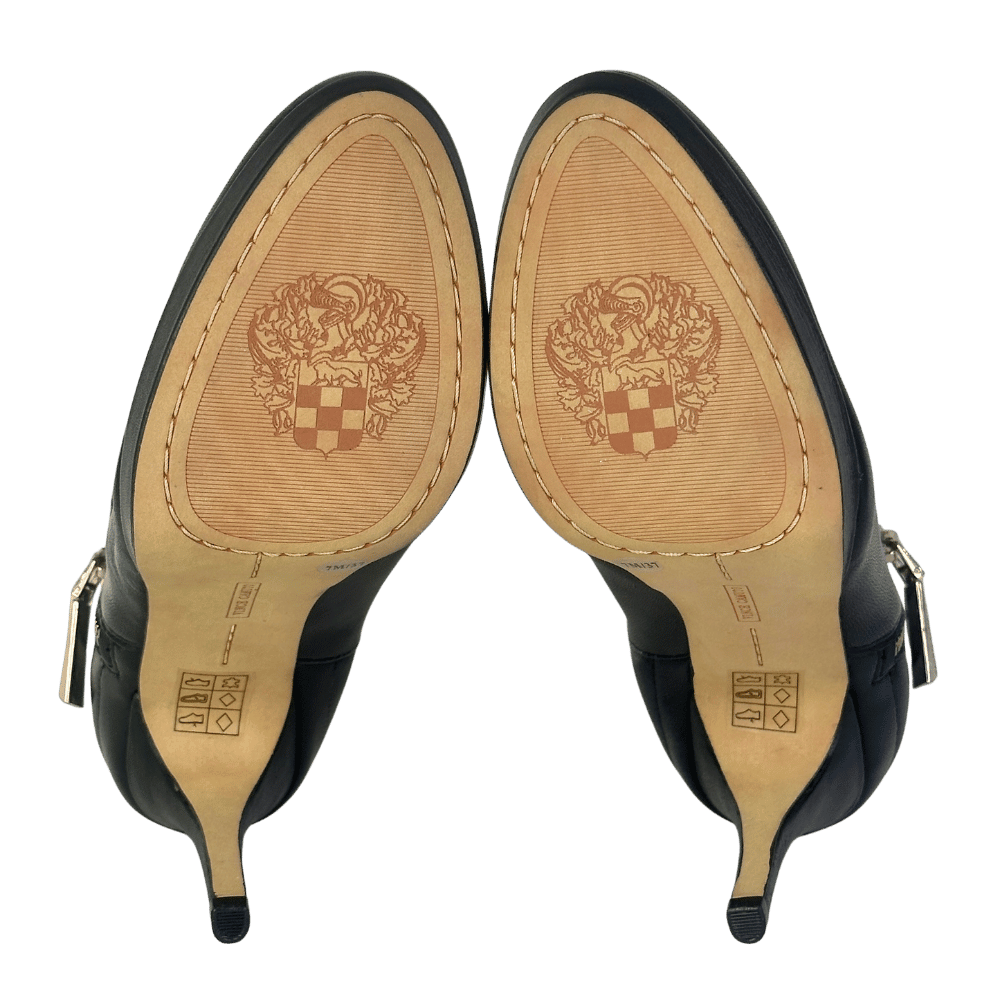 Vince Camuto Black Evania Leather Ankle Boots UK 4 EU 37 👠