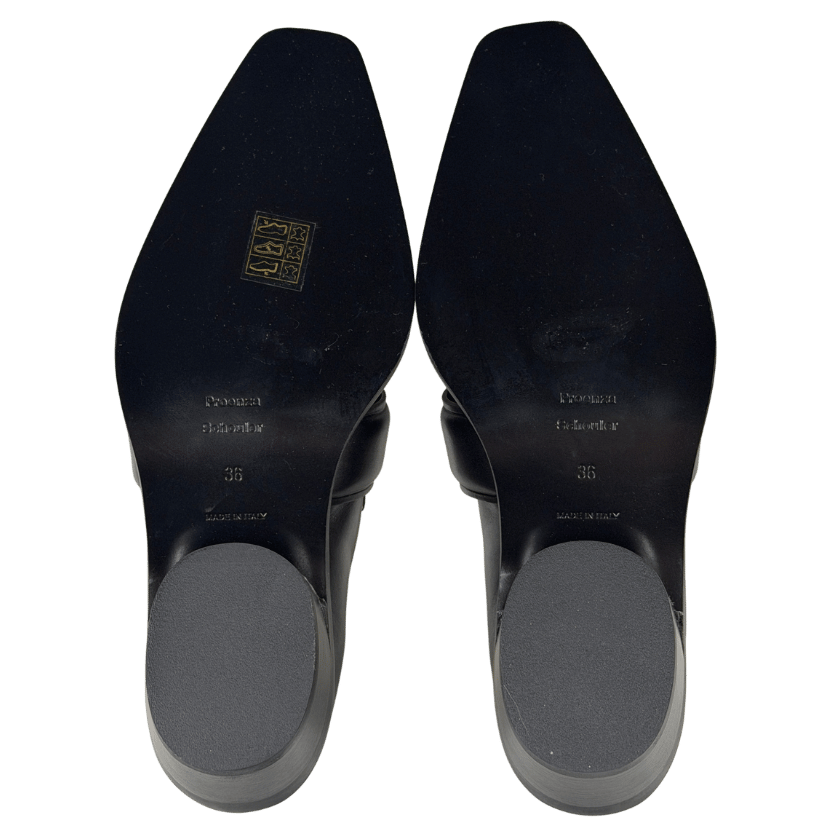 PROENZA SCHOULER Black Buffed Calfskin Leather Bronco Loafers UK 3 EU 36 👠