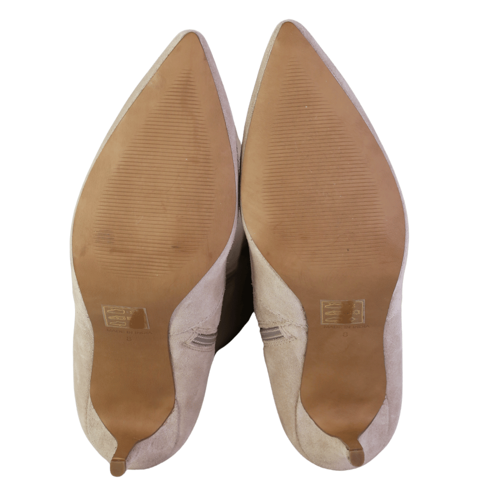 SOSANDAR Cream Suede Stiletto Heel Pointed Knee High Boots UK 8 EU 41 👠