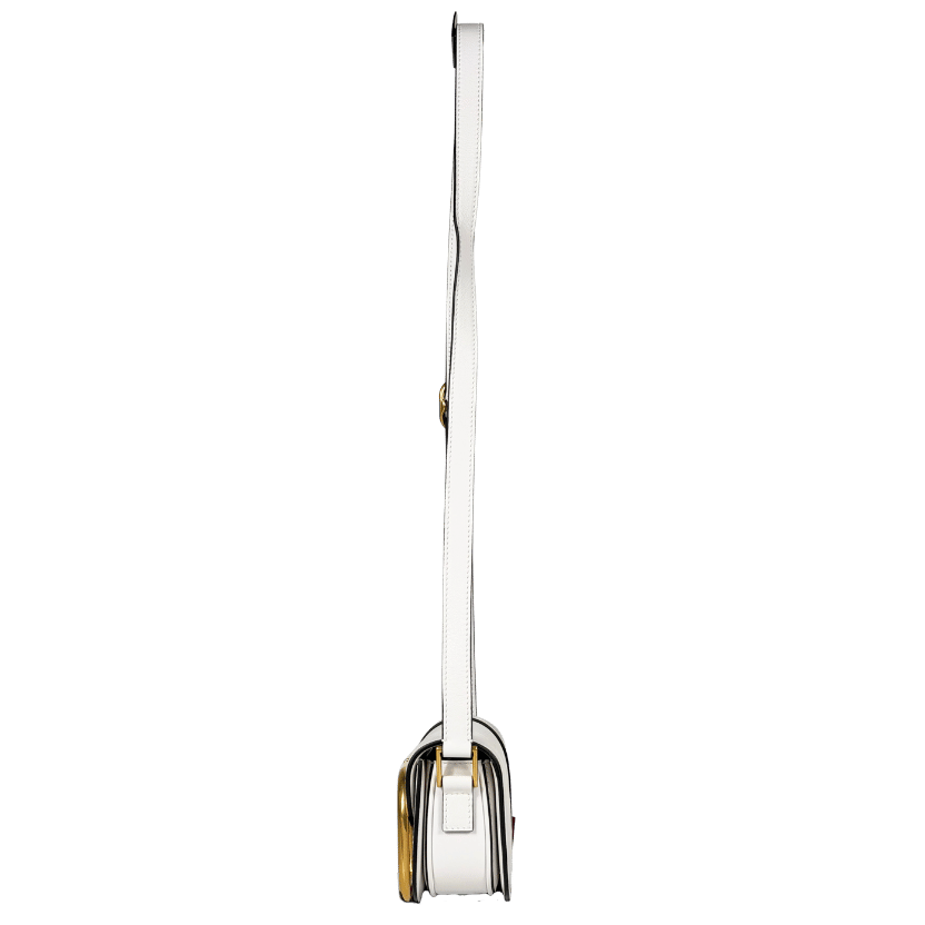 VALENTINO GARAVANI White Leather / Gold Hardware Supervee Small Leather Shoulder Bag One Size