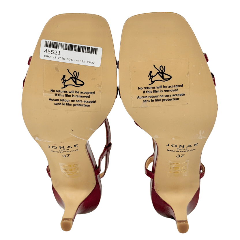 Jonak Red Voma Heeled Sandal With Monogram Shiny Leather UK 4 EU 37