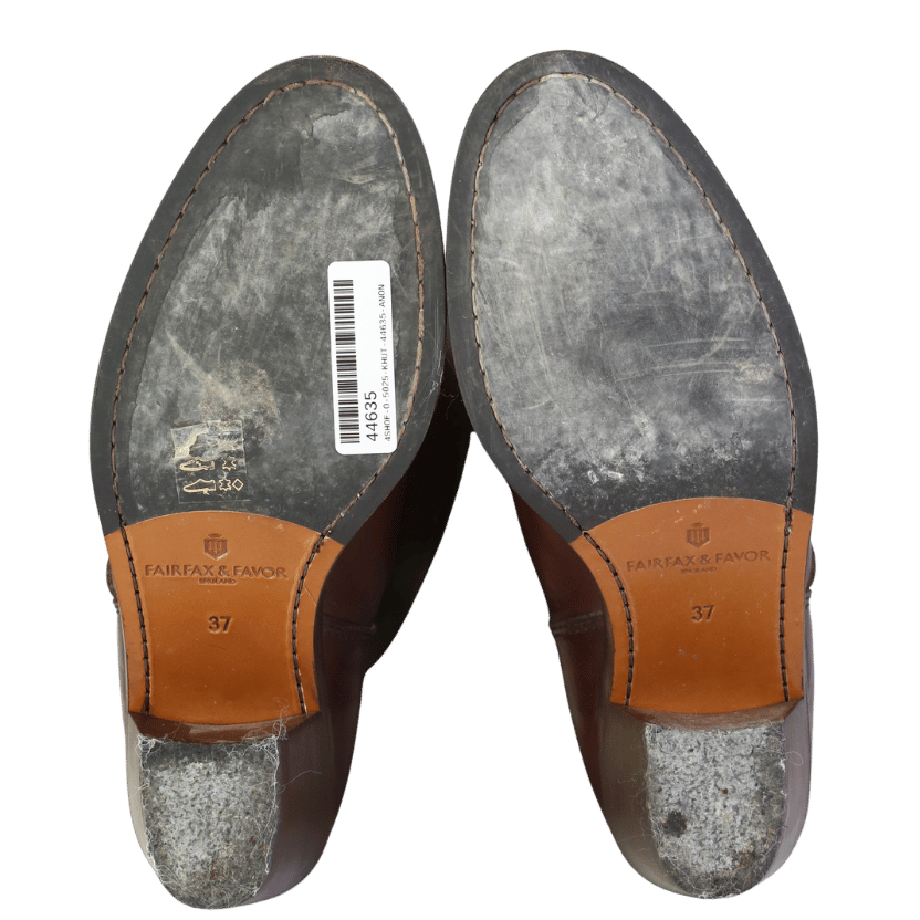 Fairfax & Favor Brown Regina Mahogany Leather Heeled Knee-high Boots UK 4 EU 37 👠