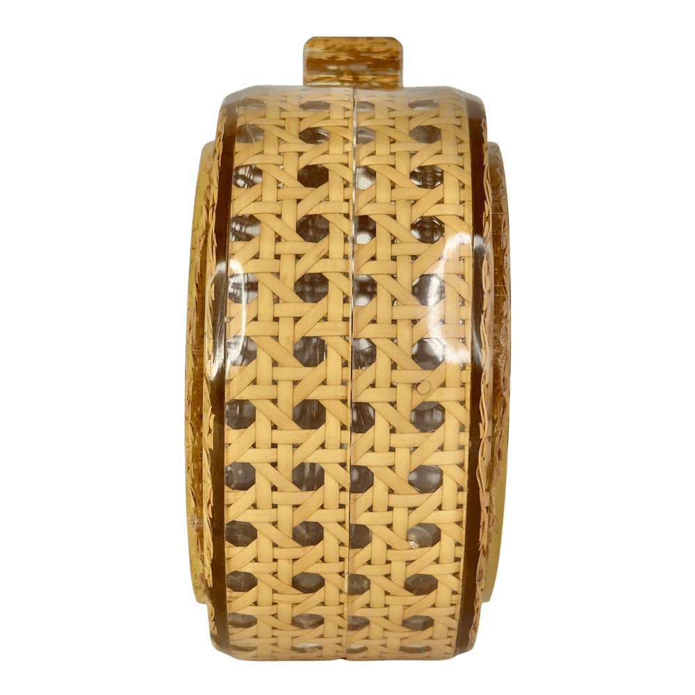 J. MCLAUGHLIN Beige Perspex Raffia Box Clutch Bag One Size