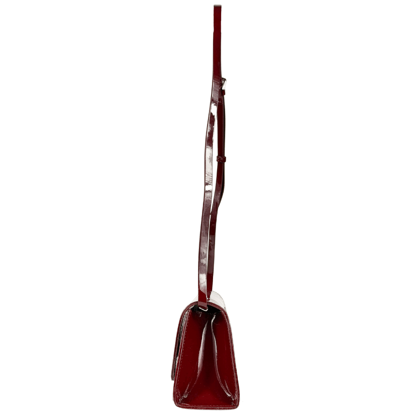 CAREL PARIS Madeleine  Burgundy Patent Leather Shoulder Bag