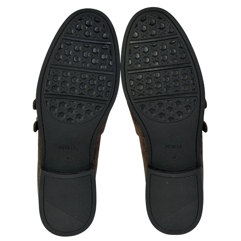 VIVAIA Sustainable Washable Brown Round-toe Velvet Penny Loafers UK 5.5 EU 38.5 👠