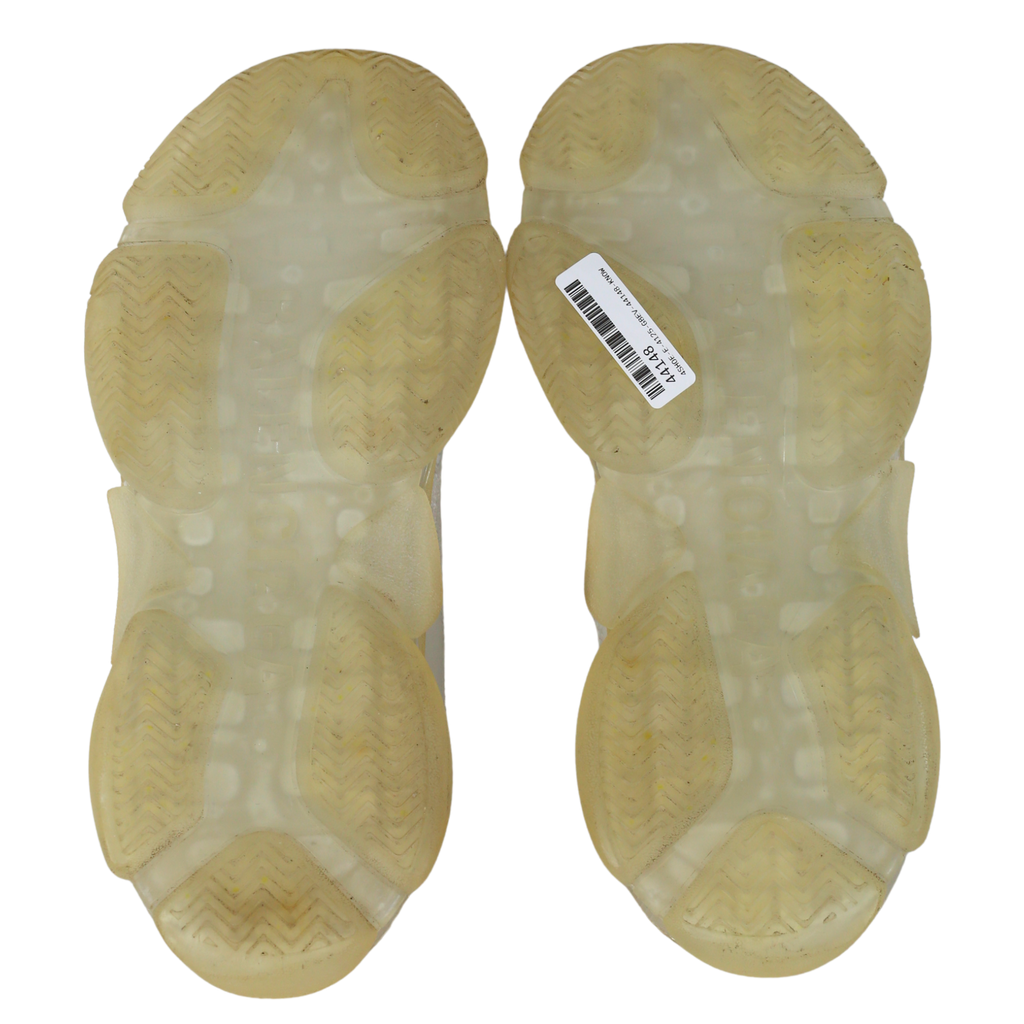 Balenciaga Cream Triple S Clear Sole Logo-embroidered Faux Leather And Mesh Sneakers UK 6 EU 39 👠