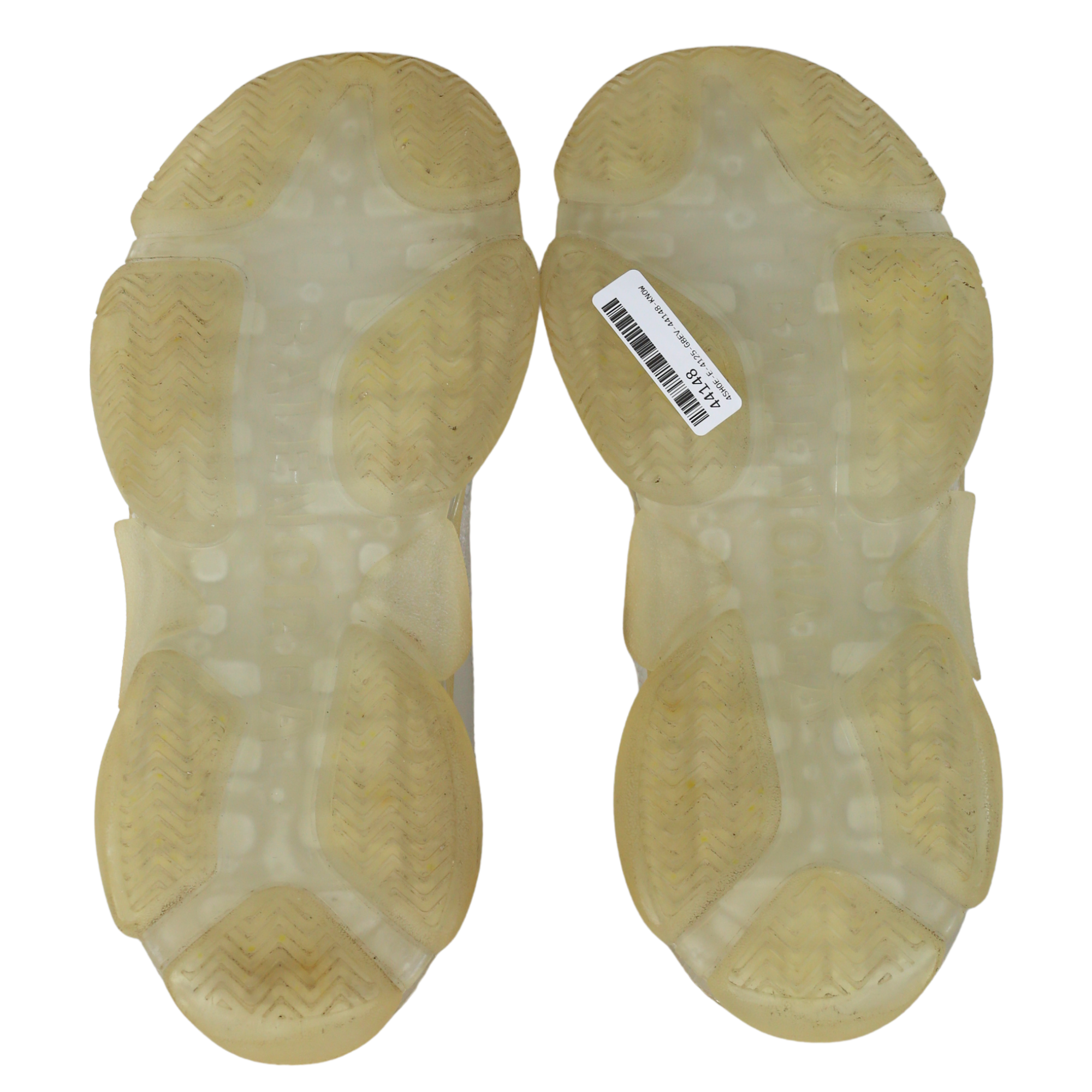 Balenciaga Cream Triple S Clear Sole Logo-embroidered Faux Leather And Mesh Sneakers UK 6 EU 39 👠