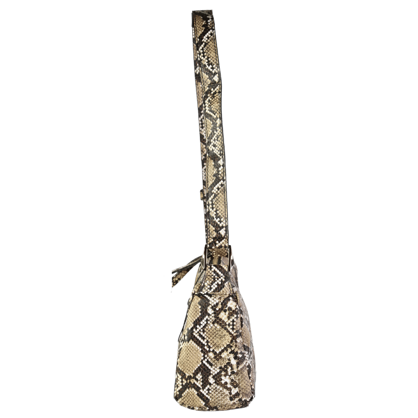 French Connection Cream Snakeskin Handle Baguette Bag One Size