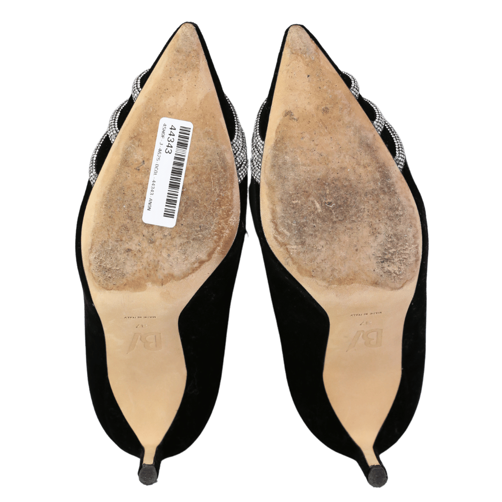 Bettina Vermillon Black Velvet Boots With Crystal Embellishment UK 4 EU 37 👠