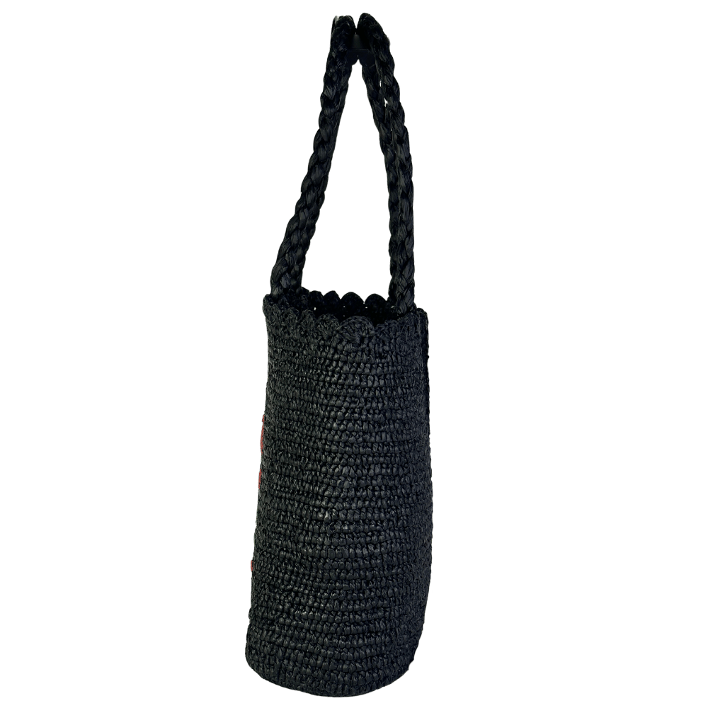 RIXO Black Nilani Raffia Bag One Size