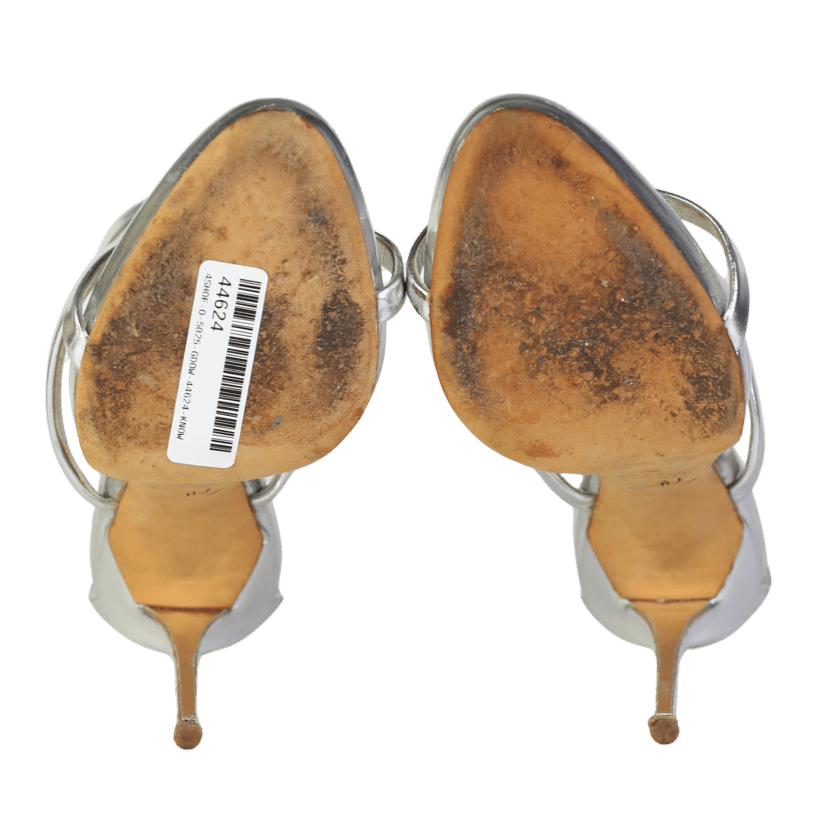 Giuseppe Zanotti Metallic Harmony Silver Leather Sandals UK 4 EU 37 👠