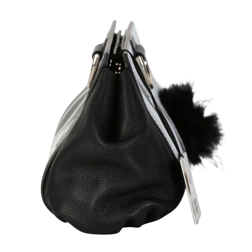 Boutique Moschino Black / White Print Leather Crossbody Bag