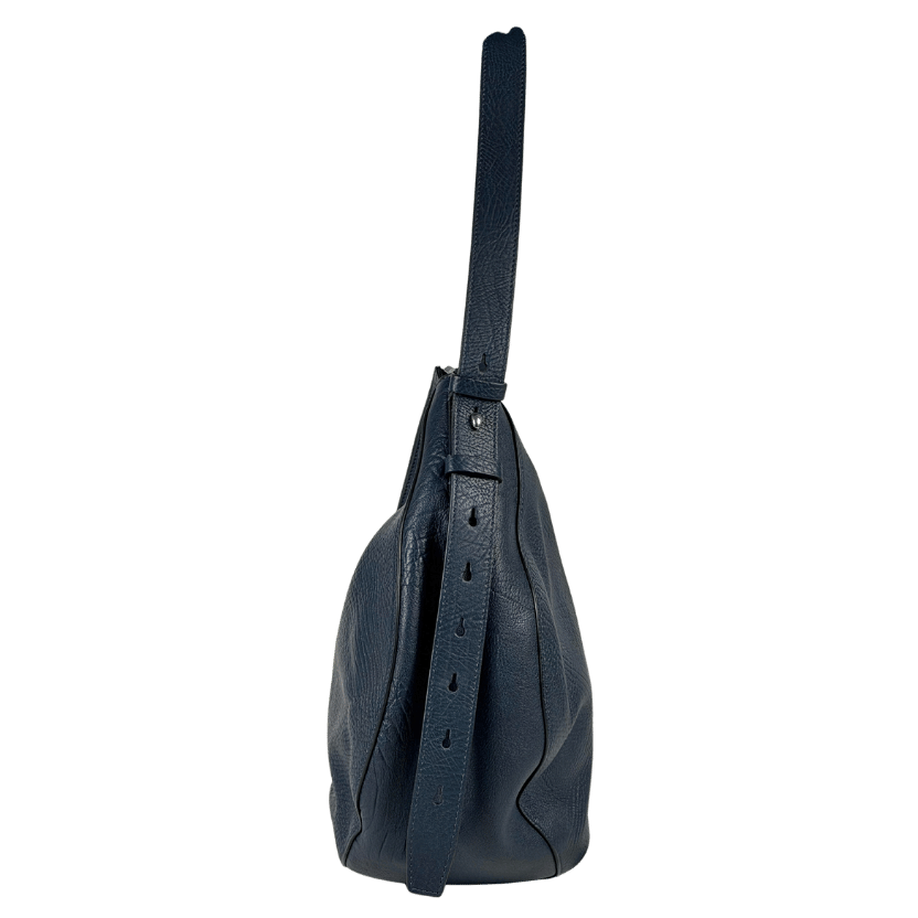BURBERRY Dark Blue Medium Pebbled Knight Leather Shoulder Bag
