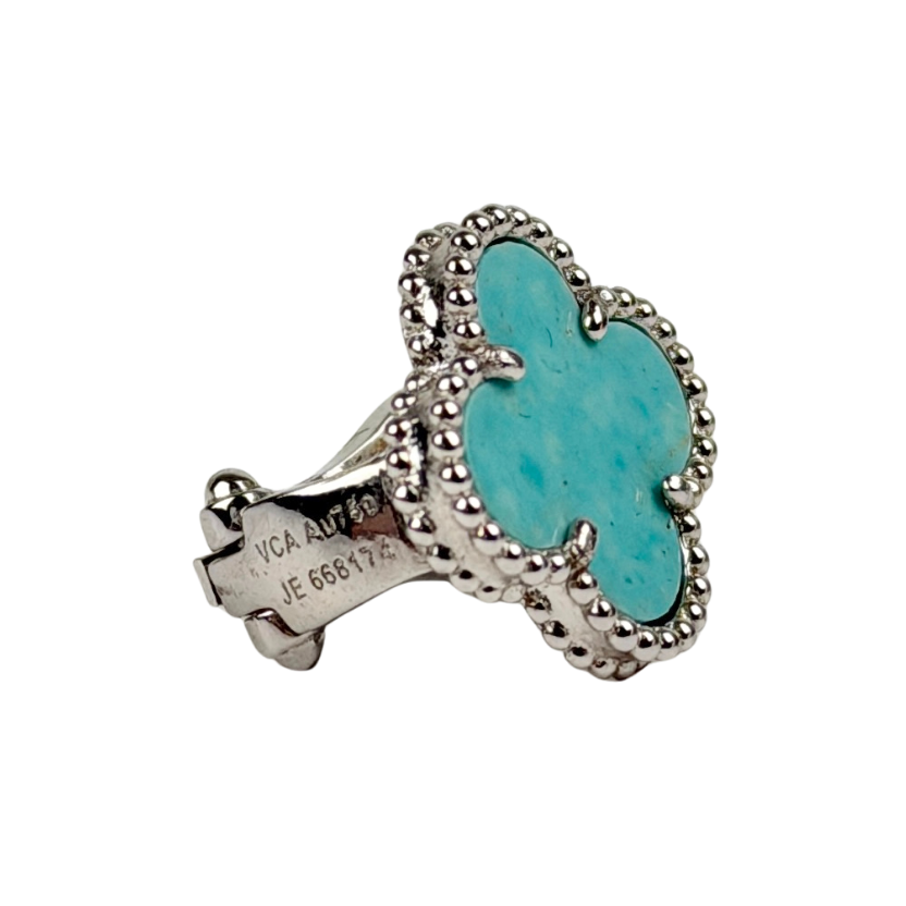 Van Cleef & Arpels Blue Vintage Alhambra Earrings - Turquoise & 18k White Gold 750 JE668174 One Size