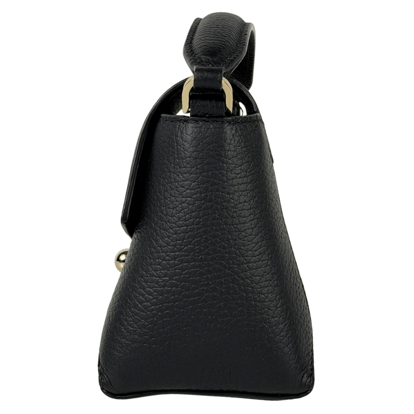 STRATHBERRY Black / Gold Hardware 100% Pebbled Leather Mosaic Nano Top Handle Bag