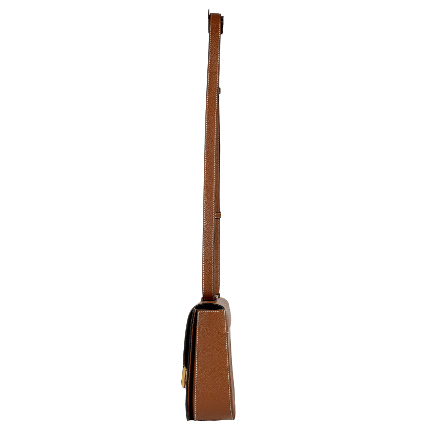DEMELLIER LONDON The Vancouver Leather Handbag - Tan Brown Small Grain Ecru Stitching