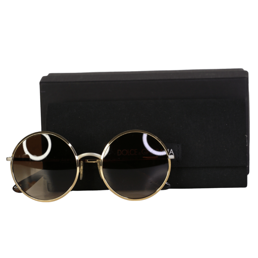 Dolce & Gabbana Dg2155 Brown Tortoise / Gold Round Sunglasses In Case