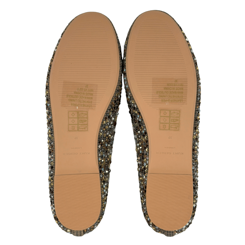 Kurt Geiger Beige Jewel Suede Perforated Ballerina Pumps UK 4 EU 37