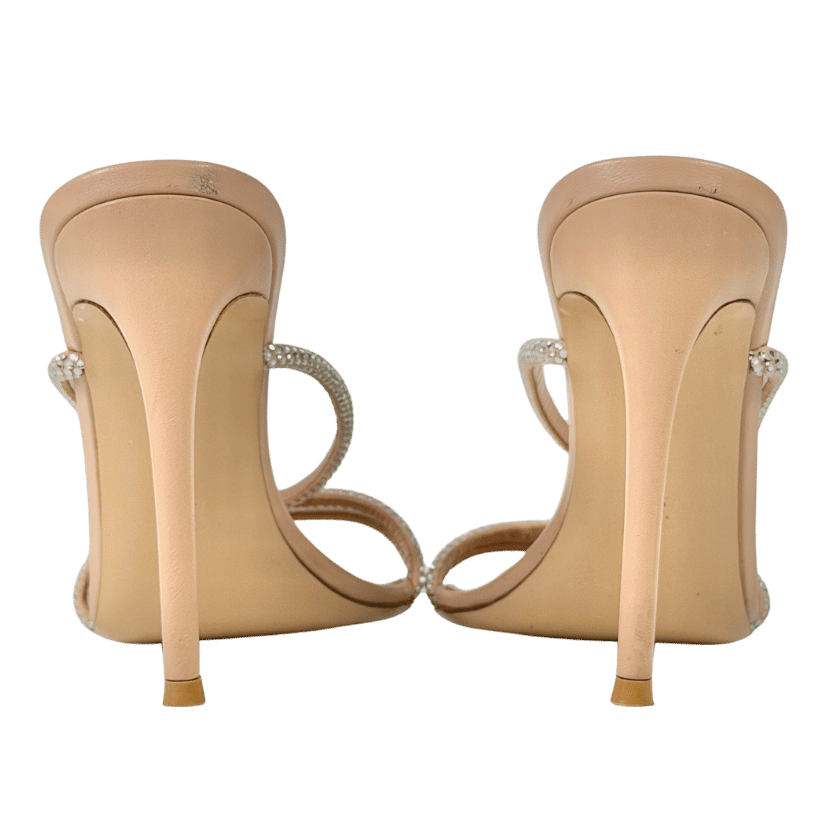 GIANVITO ROSSI Nude Crystal Embellished Pointed Toe Platform Slide Sandal UK 6 EU 39