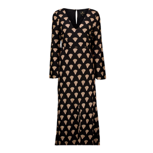 RIXO Black Nora Gold Foil Shell Dress UK S