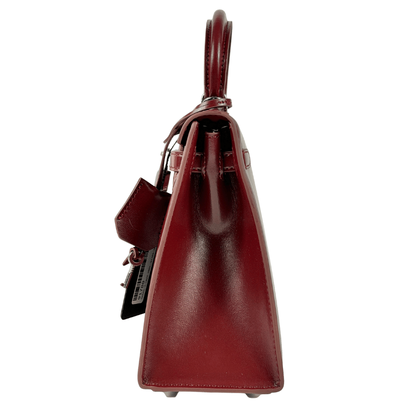 TOTES LUXE Burgundy Luxury Leather Top Handle Bag With Shoulder Strap