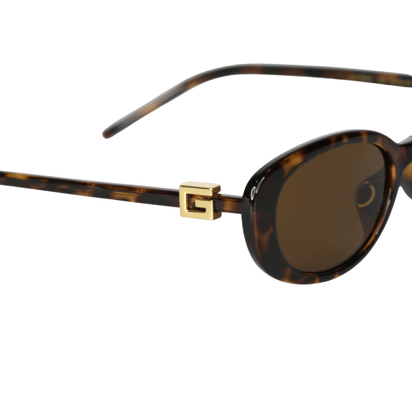 GUCCI Havana Brown Tortoise/ Gold Oval "G" Logo Sunglasses In Case One Size
