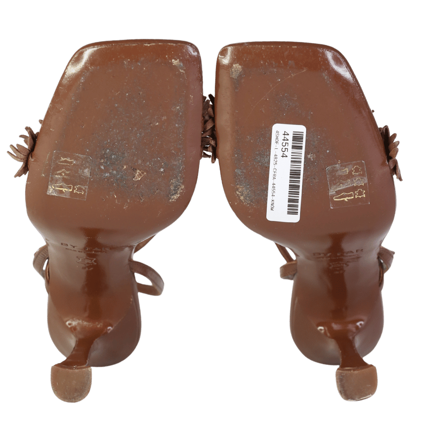 BY FAR Brown Floral Leather Heel UK 4 EU 37 👠