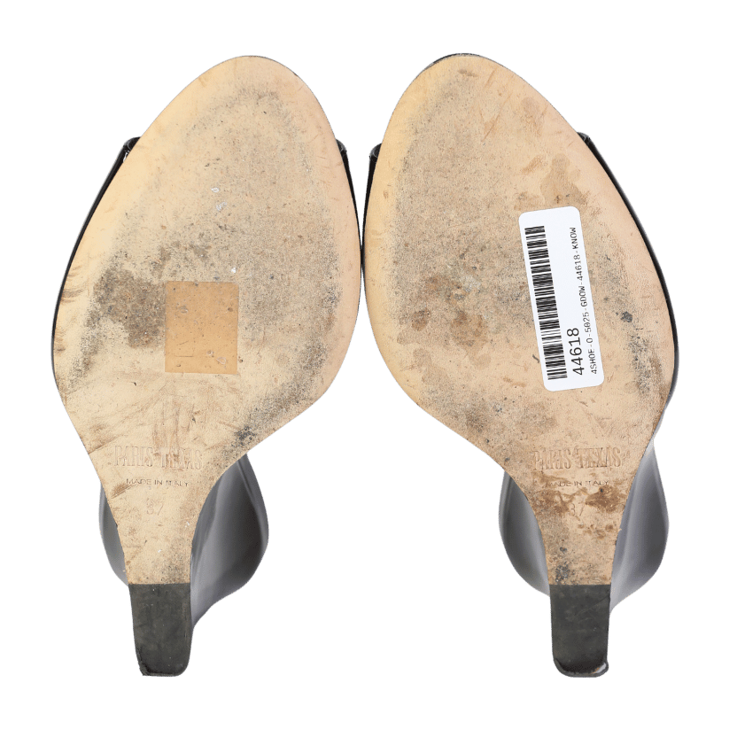 Paris Texas Black Wanda Patent Leather Wedge Sandals UK 4 EU 37 👠