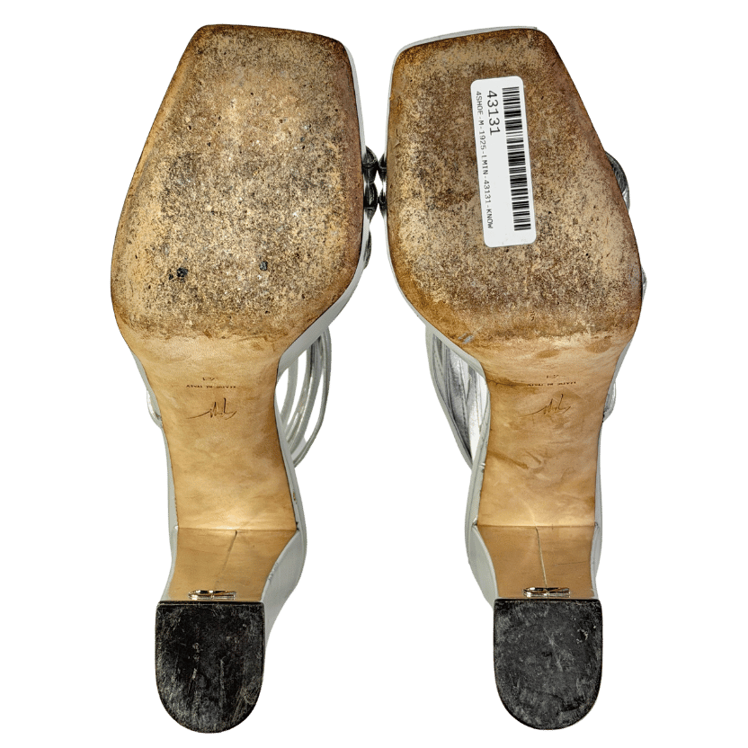 Giuseppe Zanotti Silver Flavienne Mirrored-leather Platform Sandals UK 8 EU 41 👠