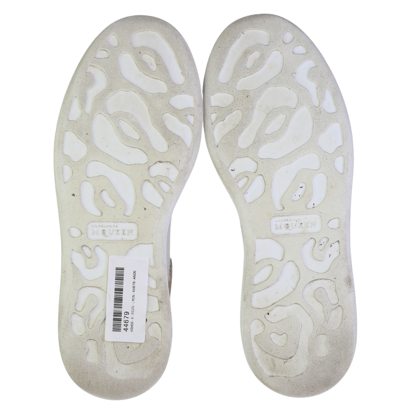 Alexander McQueen White / Pink Logo Print Leather Oversized Trainers UK 5 EU 38 👠