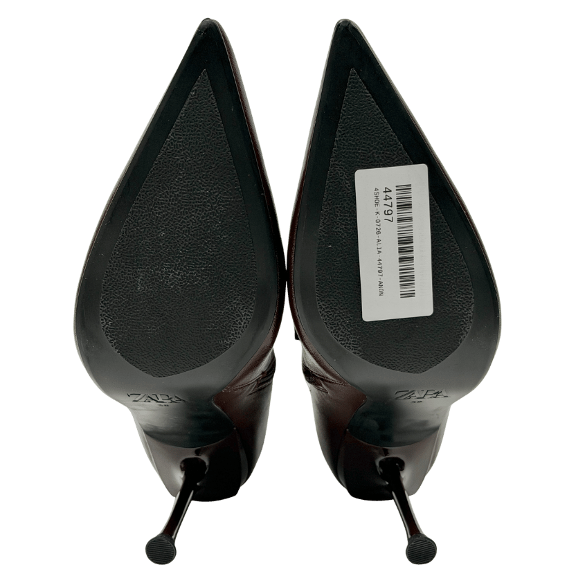 ZARA Brown Stiletto Heel Ankle Boots UK 5 EU 38 👠