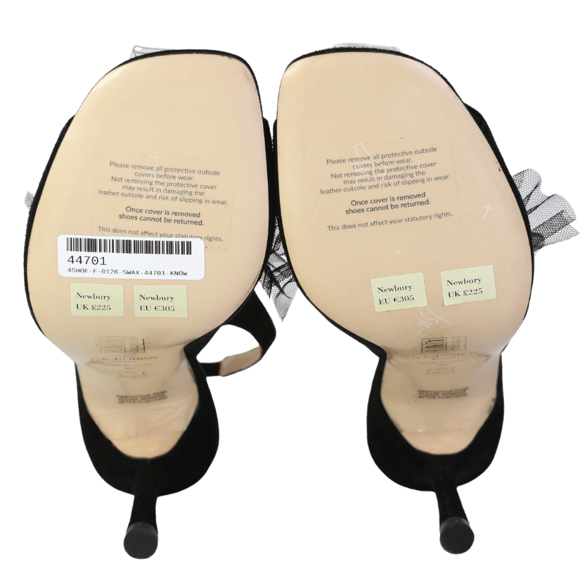 LK Bennett Newbury Black Suede & Mesh Peeptoe Sandals UK 7 EU 40 👠