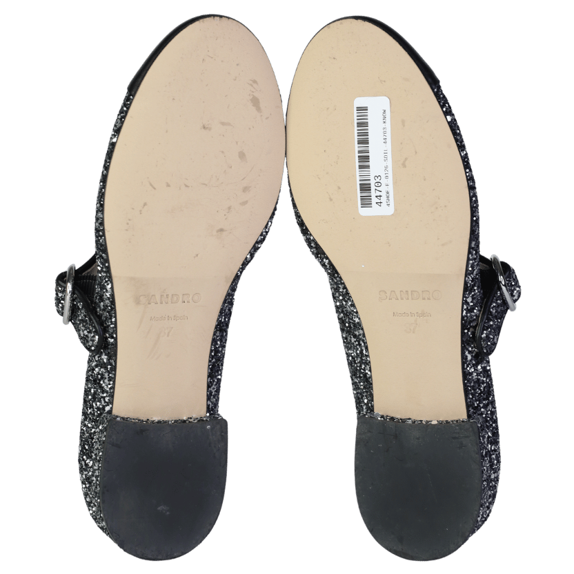 Sandro Black Leather Ballet Flats UK 4 EU 37 👠