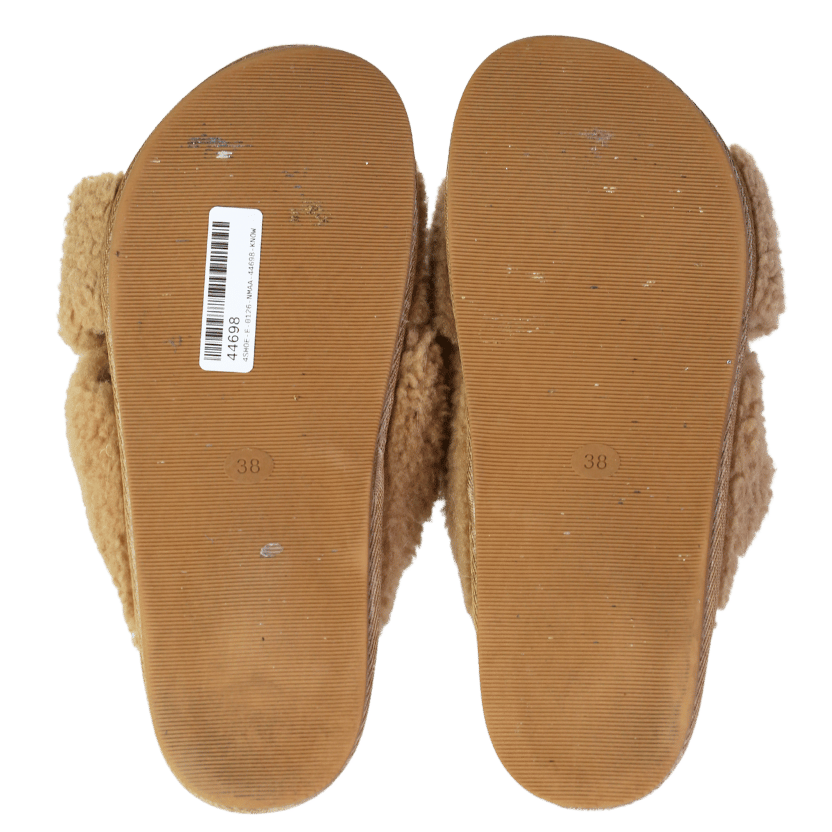 Yves Solomon Nude Crossover-strap Shearling Slippers UK 5 EU 38 👠