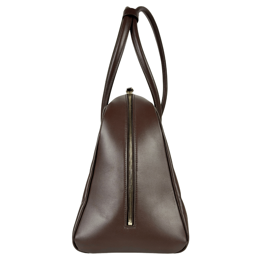 LOULOU DE SAISON Brown Smooth Leather Aaja Leather Bowling Bag