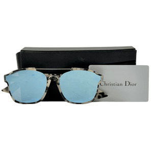 CHRISTIAN DIOR Abstract Light Beige Tortoise Sunglasses In Fold-flat Case  - Mirror Lens One Size