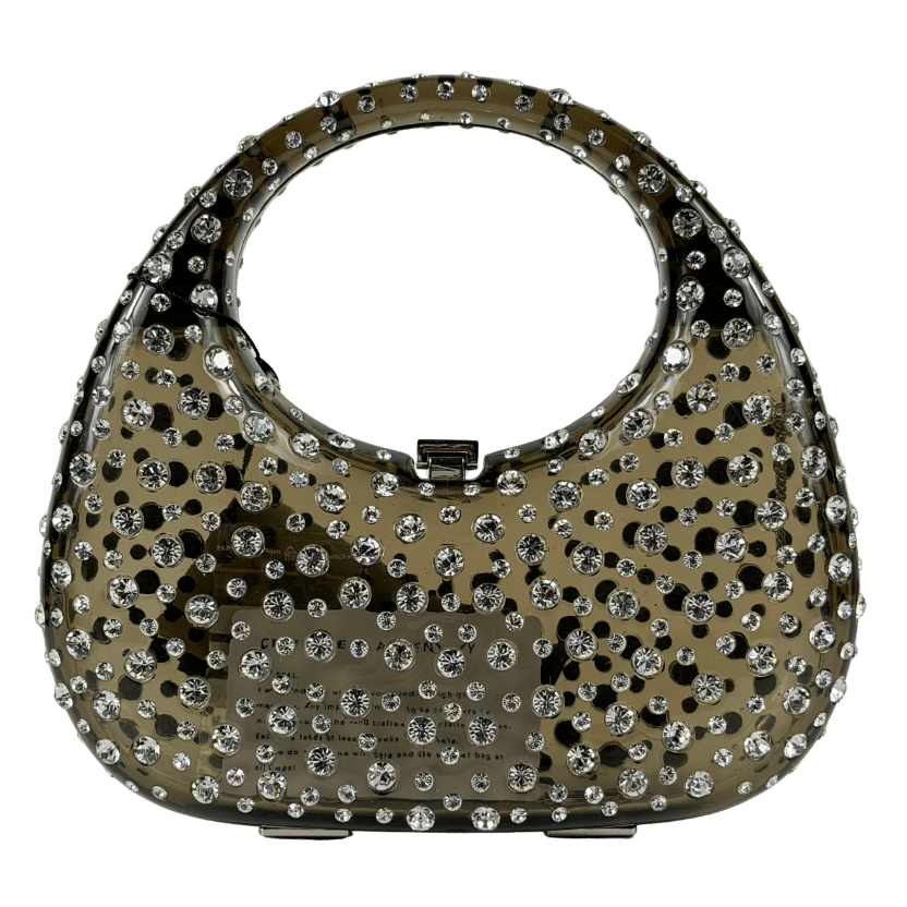 L'ALINGI Black Crystal Encrusted Resin Bag
